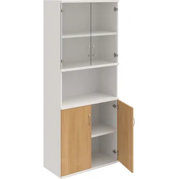 Policová skříň S 5 80 10 – Skříň policová dvéřová 192 × 80 cm - Dub , Bílá , USN – Hobis