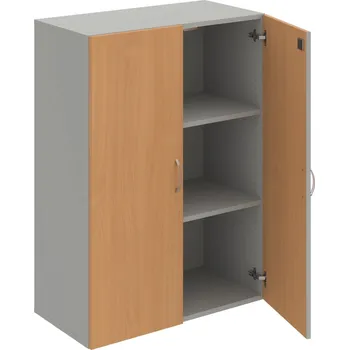 Policová skříň DZ 3 80 01 – Skříň policová dvéřová 111 × 80 cm - Buk , Šedá , USN – Hobis