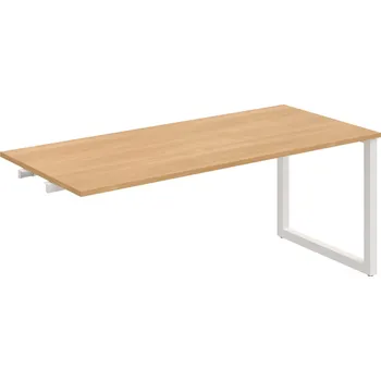 Psací stůl UJ O 1800 R – Stůl jednací rovný délky 180 cm, k řetězení - Dub , Bílý kov