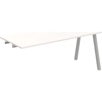 Psací stůl UJ A 1800 R – Stůl jednací rovný délky 180 cm, k řetězení - Bílá , Šedý kov