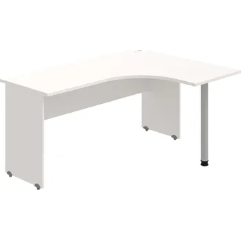 Psací stůl GE 60 L – Stůl ergo levý 160 × 120 cm - Bílá , Bílá , Šedý kov