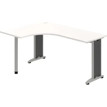 Psací stůl FE 60 P – Stůl ergo pravý 160 × 120 cm - Bílá , Šedý kov