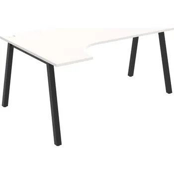 Psací stůl UE A 1800 P – Stůl ergo 180 × 120 cm, pravý - Bílá , Černý kov