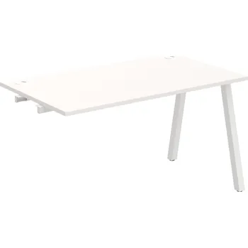 Psací stůl US A 1400 R – Stůl pracovní délky 140 cm, k řetězení - Bílá , Bílý kov