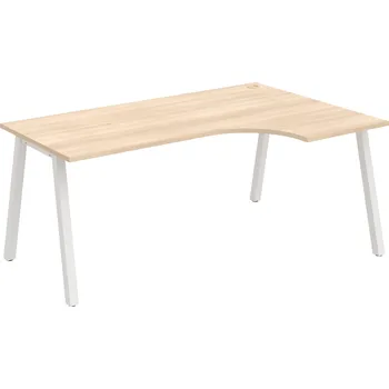 Psací stůl UE A 1800 60 L – Stůl ergo 180 × 120 cm, levý - Akát , Bílý kov