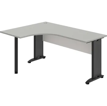 Psací stůl CE 60 P – Stůl ergo pravý 160 × 120 cm - Šedá , Bílá , Černý kov