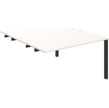 Psací stůl USD 1400 R – Stůl pracovní 140 × 160 cm, k řetězení - Bílá , Černý kov