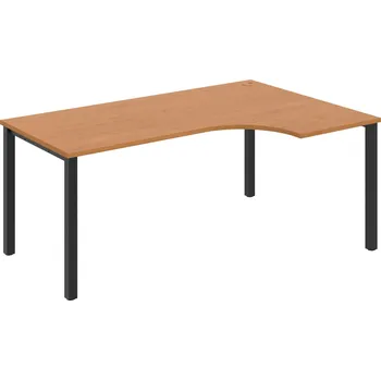Psací stůl UE 1800 60 L – Stůl ergo 180×120 cm, levý - Olše , Černý kov