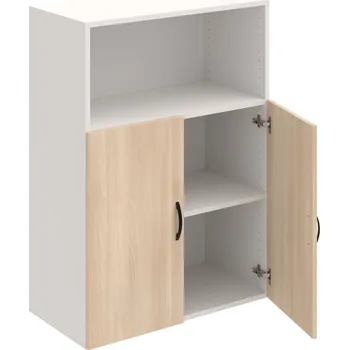 Policová skříň D 3 80 02 – Skříň policová dvéřová 111 × 80 cm - Akát , Bílá , UCO – černá