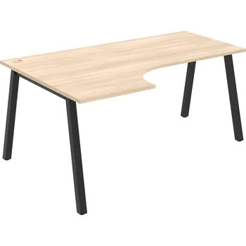 Psací stůl UE A 1800 60 P – Stůl ergo 180 × 120 cm, pravý - Akát , Černý kov