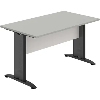 Jednací stůl CJ 1400 – Stůl jednací rovný 140 cm - Šedá , Bílá , Černý kov