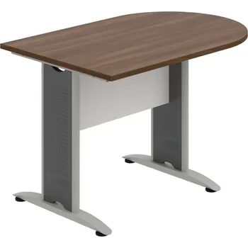 Jednací stůl CP 1200 1 – Stůl jednací oblouk 120 cm - Ořech , Bílá , Šedý kov
