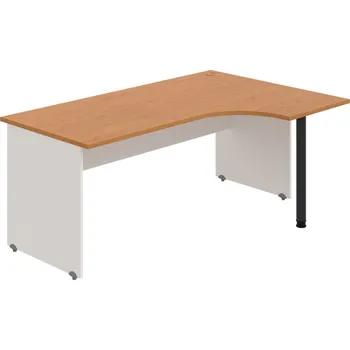 Psací stůl GE 1800 60 L – Stůl ergo 180 × 120 cm, levý - Olše , Bílá , Černý kov