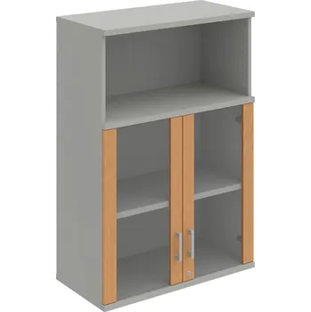 Policová skříň SZ 3 80 05 H – Skříň policová dvéřová 115,2 × 80 cm - Buk , Šedá , USH – hranatá