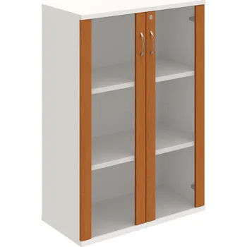Policová skříň SZ 3 80 04 – Skříň policová dvéřová 115,2 × 80 cm - Třešeň , Bílá , USN – Hobis
