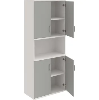 Policová skříň S 5 80 05 – Skříň policová dvéřová 192 × 80 cm - Šedá , Bílá , USH – hranatá