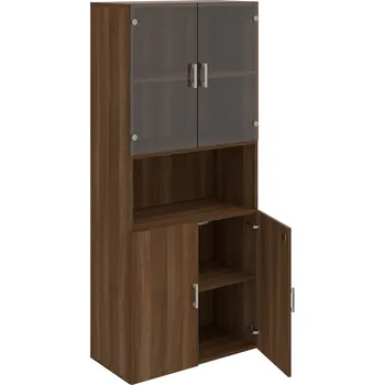 Policová skříň DZ 5 80 07 – Skříň policová dvéřová 185 × 80 cm - Ořech , Ořech , USH – hranatá