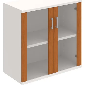 Policová skříň S 2 80 02 – Skříň policová dvéřová 76,8 × 80 cm - Třešeň , Bílá , USH – hranatá