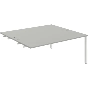 Psací stůl USD 1800 R – Stůl pracovní 180 × 160 cm, k řetězení - Šedá , Bílý kov