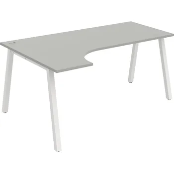 Psací stůl UE A 1800 P – Stůl ergo 180 × 120 cm, pravý - Šedá , Bílý kov