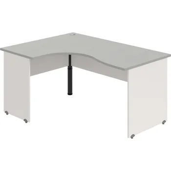 Psací stůl GE 2005 P – Stůl ergo pravý 160 × 120 cm - Šedá , Bílá , Černý kov