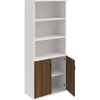 Policová skříň S 5 80 03 – Skříň policová dvéřová 192 × 80 cm - Ořech , Bílá , UCO – černá