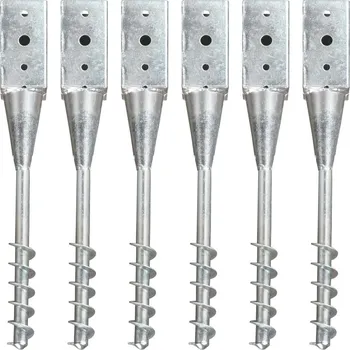 Příslušenství pro plot vidaXL Kotvící hroty 6 ks stříbrné 10 x 10 x 57 cm pozinkovaná ocel [145442]