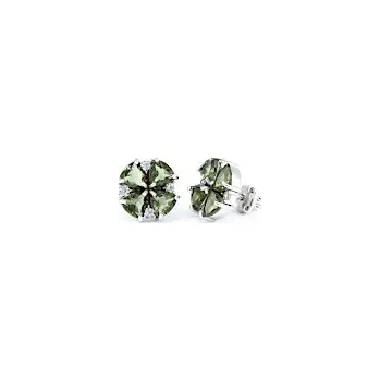 Náušnice Náušnice stříbrné Čtyřlístek s vltavíny a zirkony