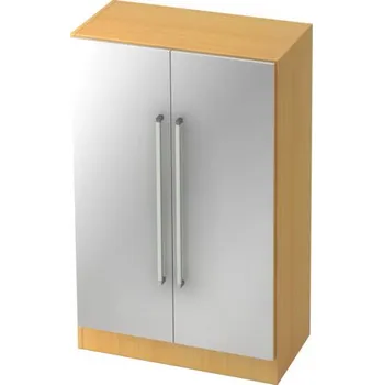 Jednací stůl Kancelářská skříň, na složky/pořadače, podstavec, 800 x 420 x 1270 mm, buk/stříbrná