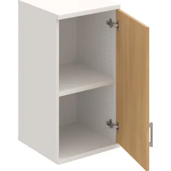 Policová skříň S 2 40 01 P H – Skříň policová dvéřová 76,8 × 40 cm - Dub , Bílá , USH – hranatá