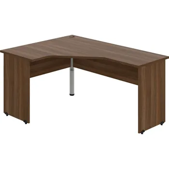 Psací stůl GEV 60 P – Stůl ergo pravý 160 × 120 cm - Ořech , Ořech , Šedý kov