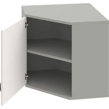 Policová skříň SRV 2 01 L H – Skříň vnitřní roh levá 76,8 cm - Bílá , Šedá , UCO – černá