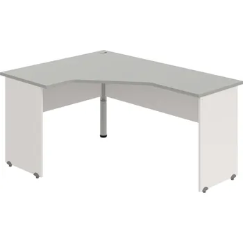 Psací stůl GEV 60 P – Stůl ergo pravý 160 × 120 cm - Šedá , Bílá , Šedý kov