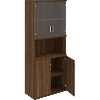 Policová skříň S 5 80 10 – Skříň policová dvéřová 192 × 80 cm - Ořech , Ořech , USH – hranatá