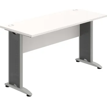 Psací stůl CE 1400 – Stůl pracovní rovný 140 cm, hl. 60 cm - Bílá , Bílá , Šedý kov