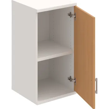 Policová skříň S 2 40 01 P H – Skříň policová dvéřová 76,8 × 40 cm - Buk , Bílá , USH – hranatá