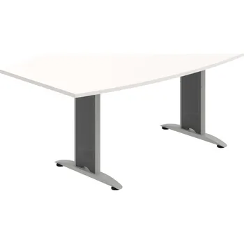 Jednací stůl FJ 200 – Stůl jednací sud 200 cm - Bílá , Šedý kov