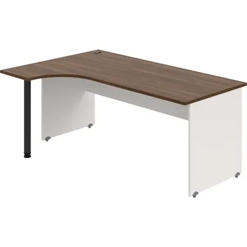 Psací stůl GE 1800 P – Stůl ergo pravý 180 × 120 cm - Ořech , Bílá , Černý kov