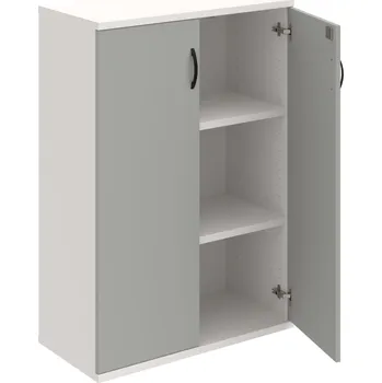 Policová skříň SZ 3 80 01 – Skříň policová dvéřová 115,2 × 80 cm - Šedá , Bílá , UCO – černá