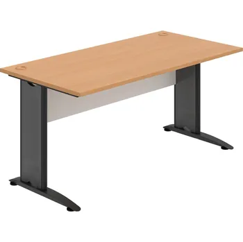 Psací stůl CS 1600 – Stůl pracovní rovný 160 cm - Buk , Bílá , Černý kov