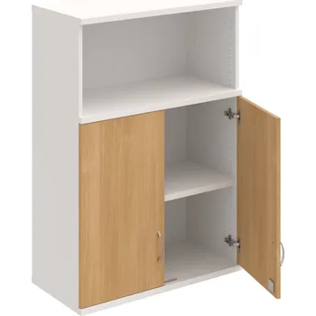 Policová skříň SZ 3 80 02 H – Skříň policová dvéřová 115,2 × 80 cm - Dub , Bílá , USN – Hobis