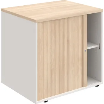 SPRZ 80 60 L N – Skříňka ke stolu, roletová, levá, š. 80 cm, léta napříč - Akát , Bílá , Akát