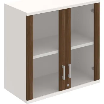 Policová skříň SZ 2 80 02 H – Skříň policová dvéřová 76,8 × 80 cm - Ořech , Bílá , USH – hranatá