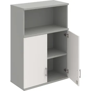 Policová skříň SZ 3 80 02 H – Skříň policová dvéřová 115,2 × 80 cm - Bílá , Šedá , USH – hranatá