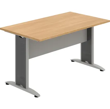 Jednací stůl CJ 1400 – Stůl jednací rovný 140 cm - Dub , Šedá , Šedý kov