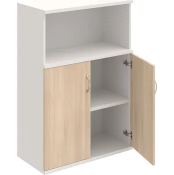 Policová skříň S 3 80 02 – Skříň policová dvéřová 115,2 × 80 cm - Akát , Bílá , USN – Hobis