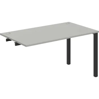 Psací stůl US 1400 R – Stůl pracovní délky 140 cm, k řetězení - Šedá , Černý kov