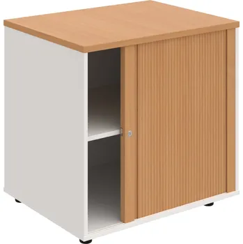 SPRZ 80 60 P P – Skříňka ke stolu, roletová, pravá, š. 80 cm, léta podél - Buk , Bílá , Buk