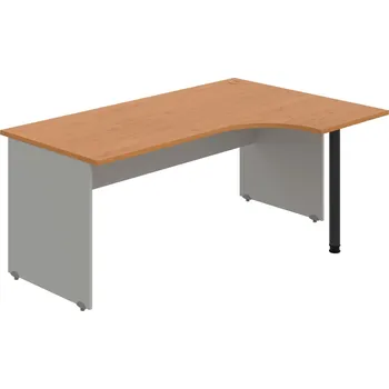 Psací stůl GE 1800 60 L – Stůl ergo 180 × 120 cm, levý - Olše , Šedá , Černý kov