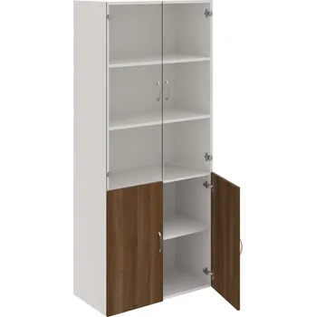 Policová skříň D 5 80 09 – Skříň policová dvéřová 185 × 80 cm - Ořech , Bílá , USN – Hobis